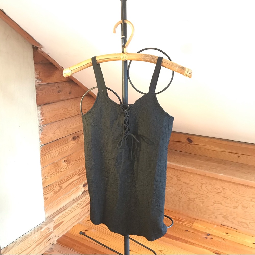 Maurices Black Lace Up Front Tank Top, NWT, S
